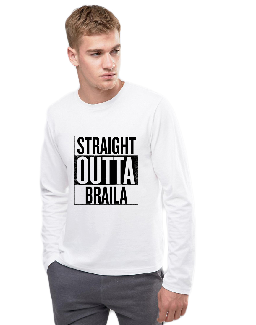 Bluza barbati alba - Straight Outta Braila - CATEGORIE